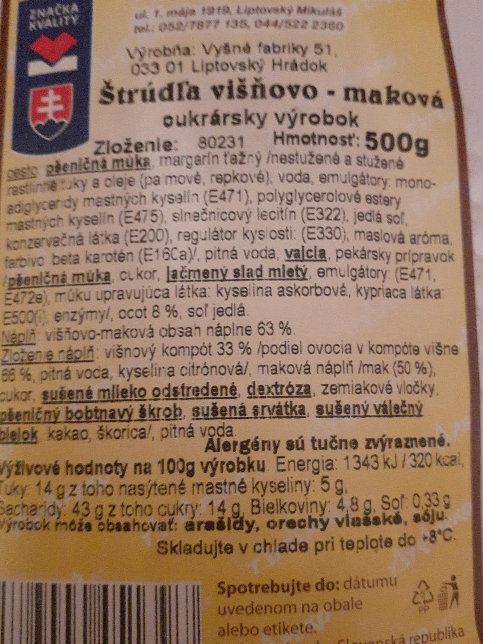 Fotografie - Štrúdľa višňovo-maková Tatrapeko