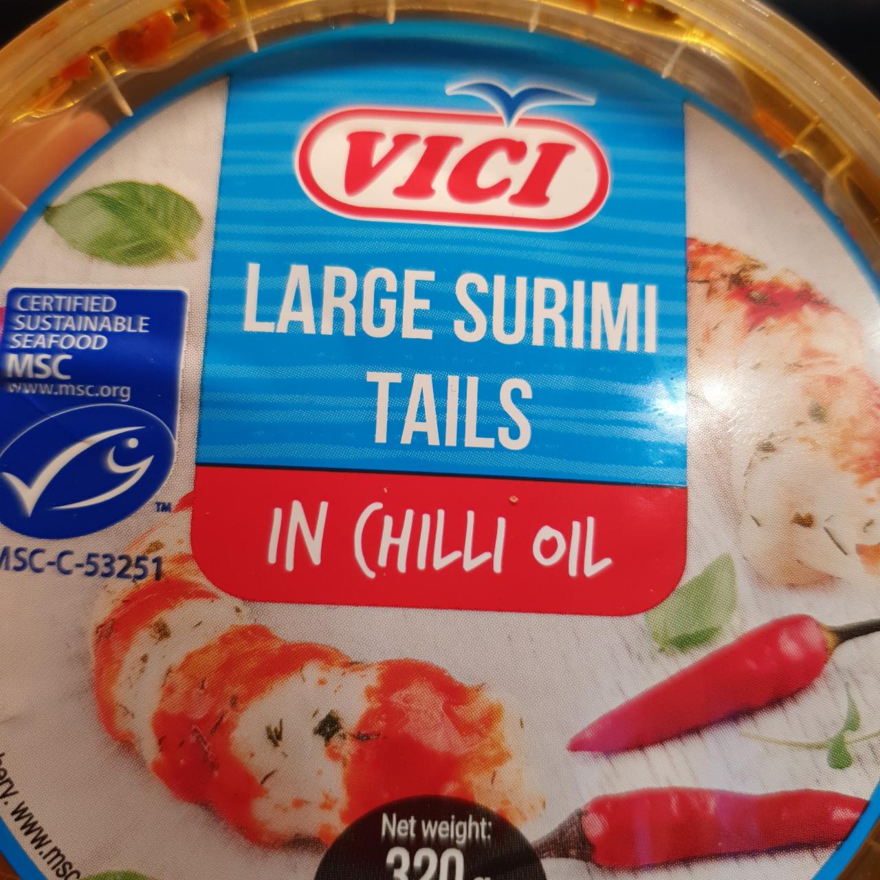 Fotografie - Large surimi tails in chilli oil Vici