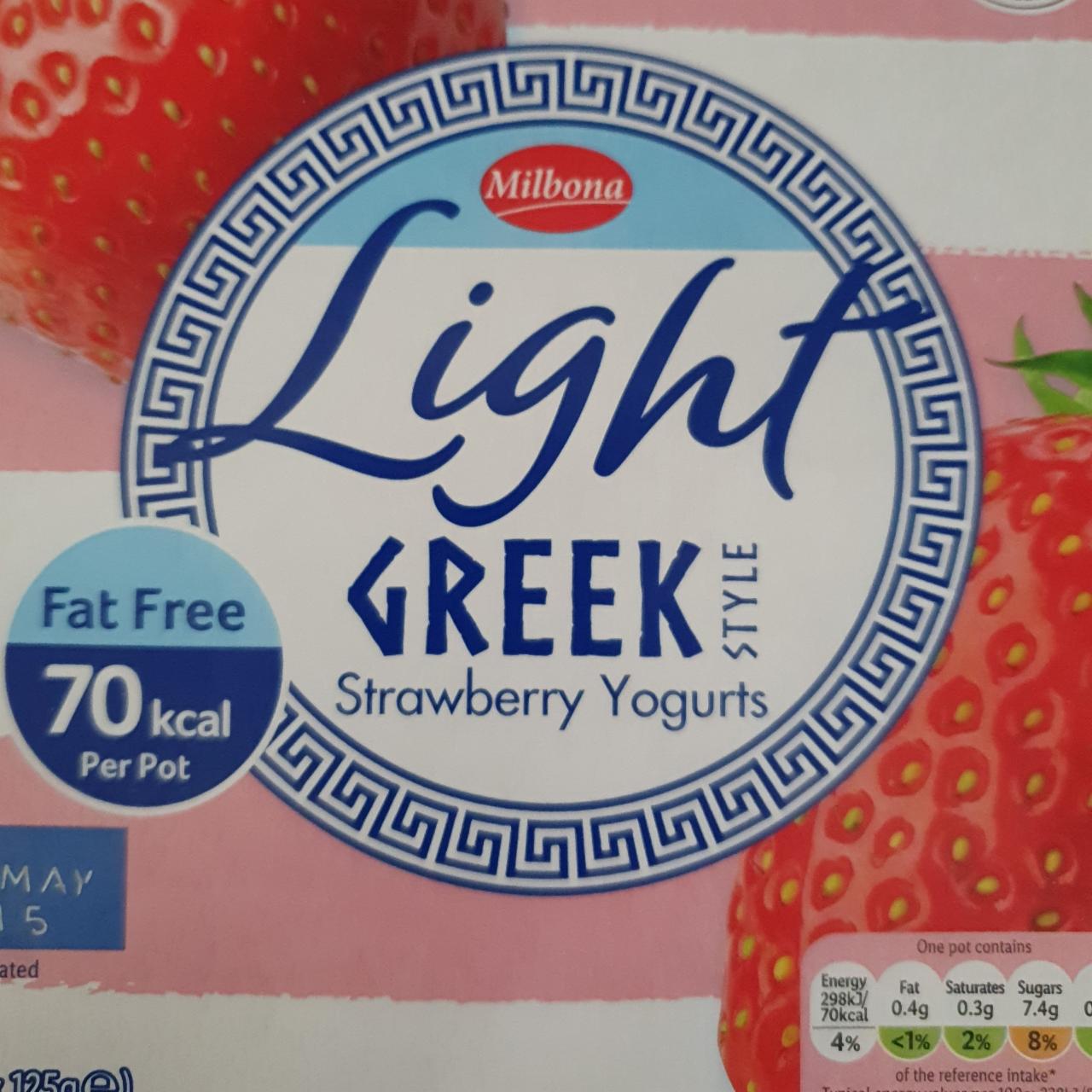 Fotografie - Light greek style Strawberry yogurts Milbona