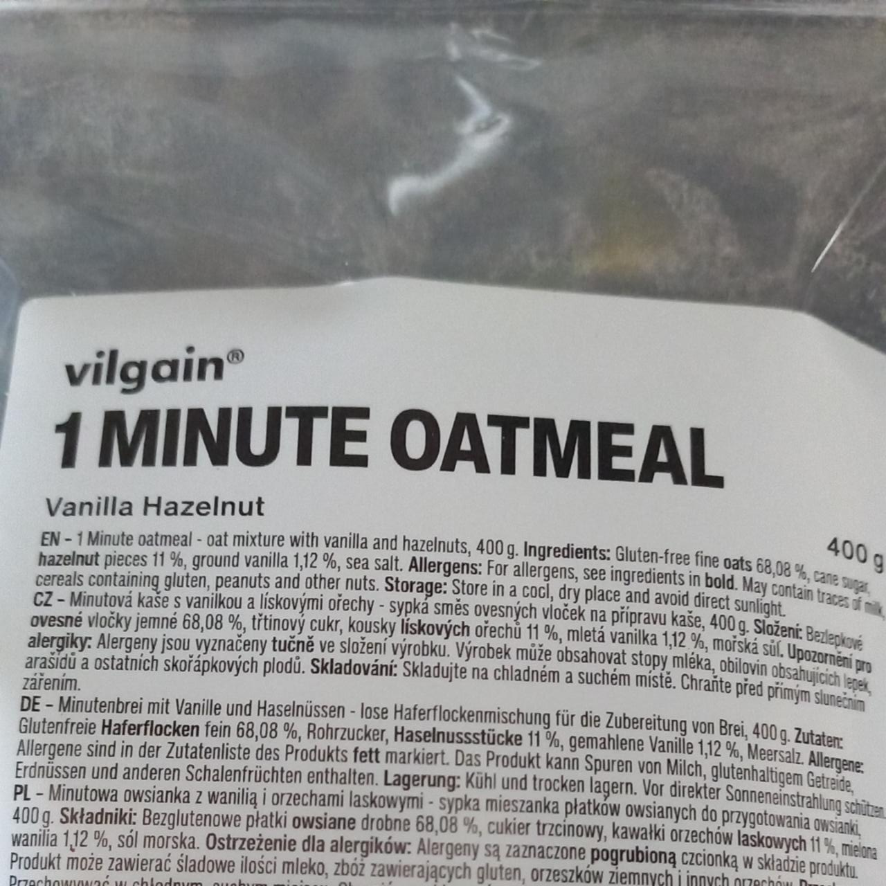 Fotografie - 1 Minute oatmeal Vanilla Hazelnut Vilgain