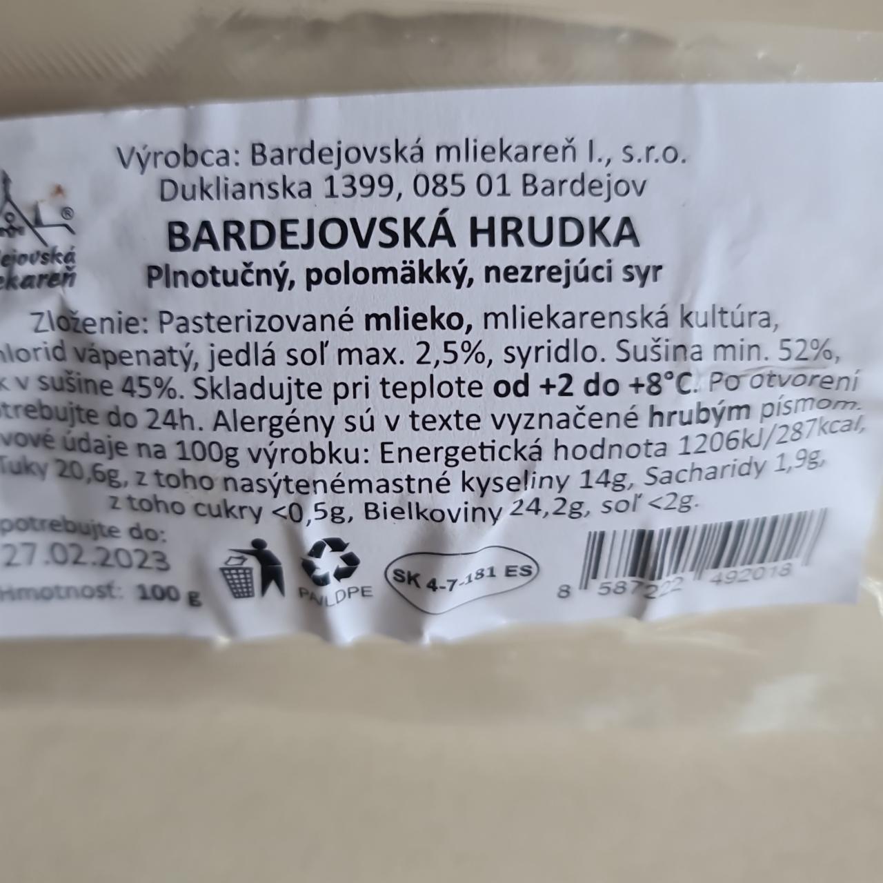 Fotografie - Bardejovská hrudka Plnotučný, polomäkký, nezrejúci syr