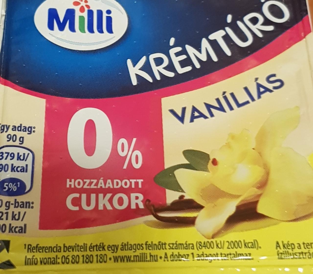 Fotografie - Milli krémtúró vaníliás 0% hozzáadott cukor