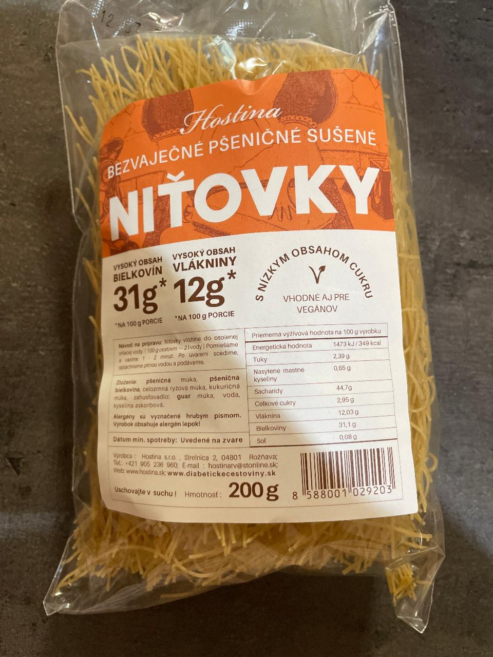 Fotografie - bezvaječné pšeničné sušené Niťovky Hostina