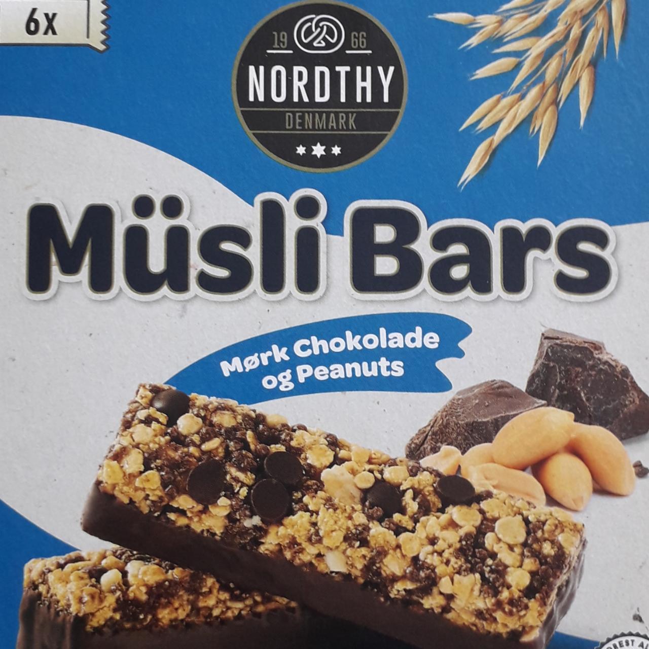Fotografie - Müsli Bars mork chokolade og peanuts Nordthy