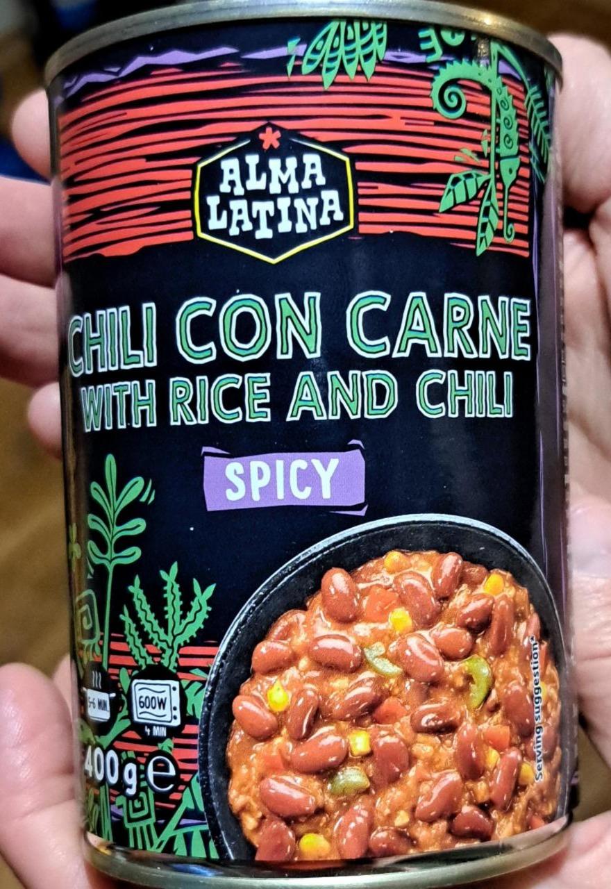 Fotografie - Chili con carne with rice and chili Alma Latina