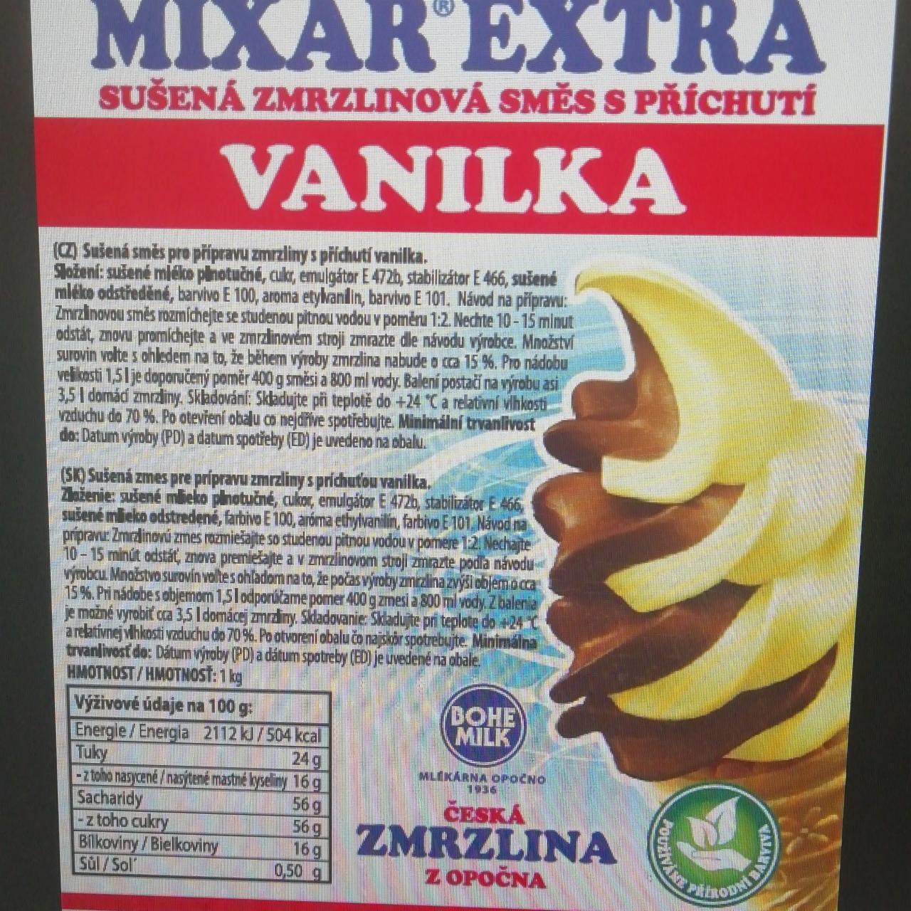 Fotografie - Mixar extra sušená zmrzlinová směs s příchutí vanilka Bohemilk česká zmrzlina z Opočna