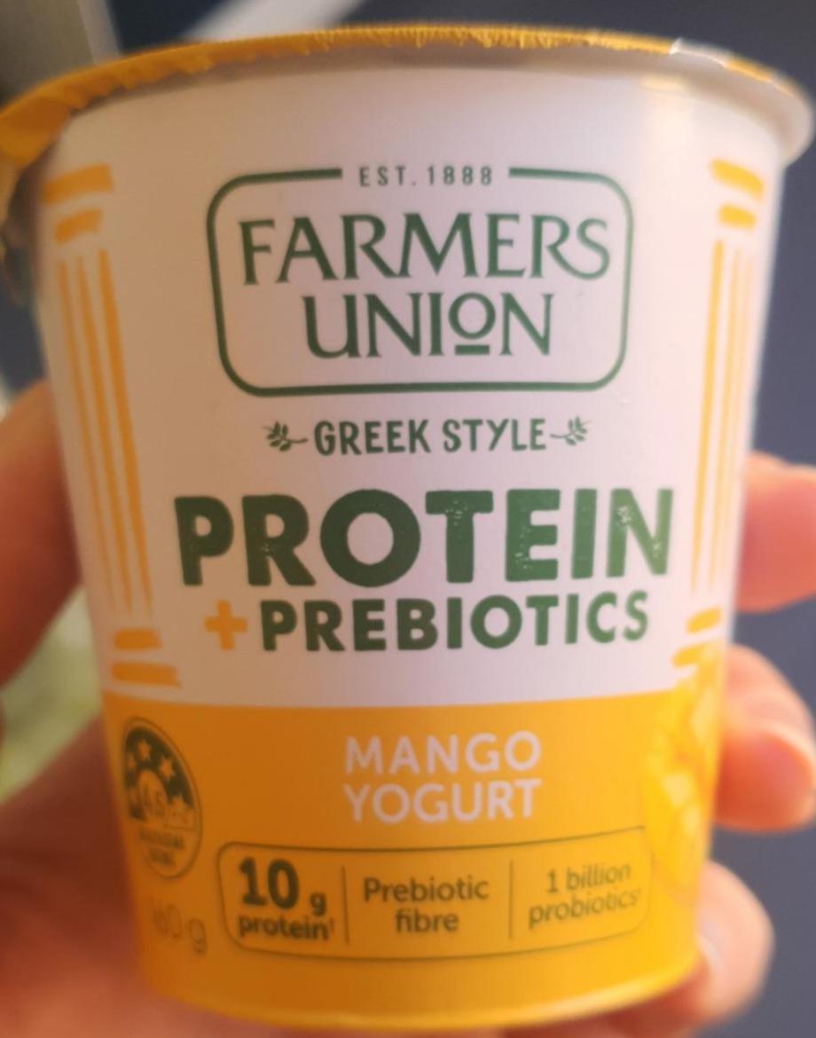 Fotografie - Greek style Protein + Prebiotics Mango Yogurt Farmers Union