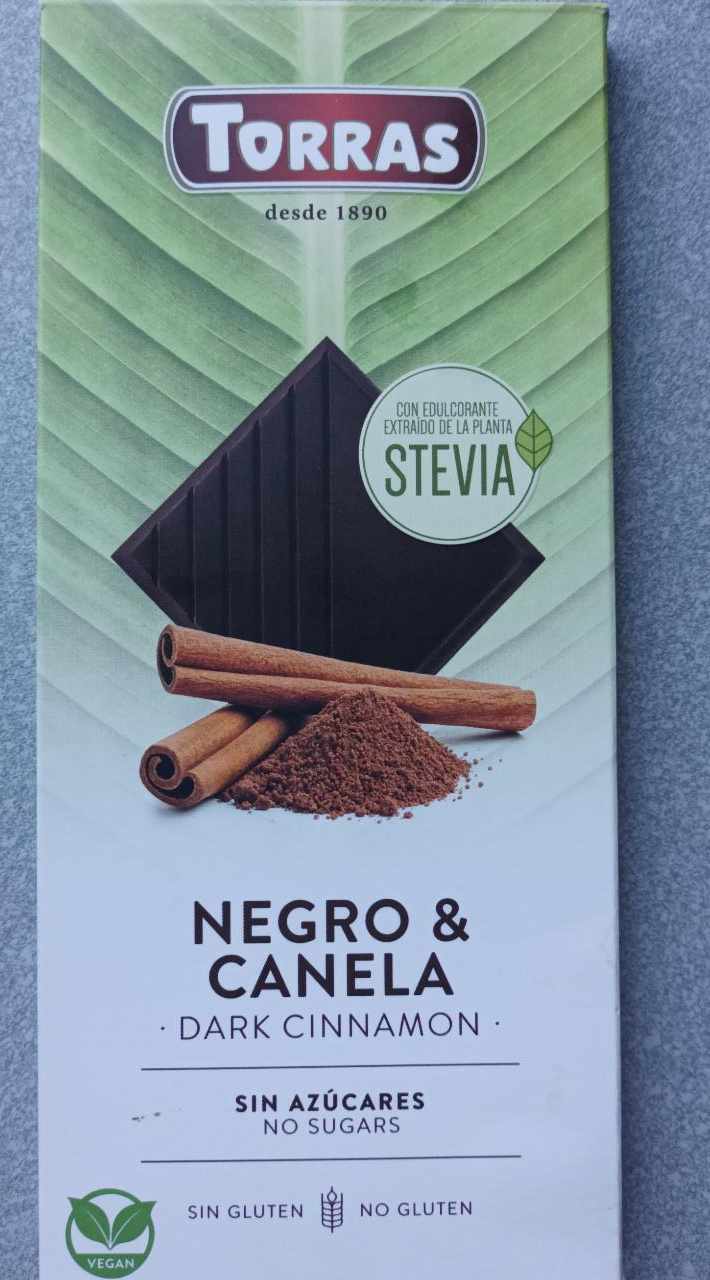 Fotografie - Torras dark chocolate with cinnamon sugar free stevia