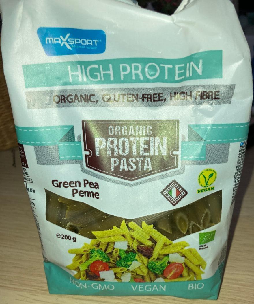 Fotografie - Organic protein pasta Green pea Penne MaxSport