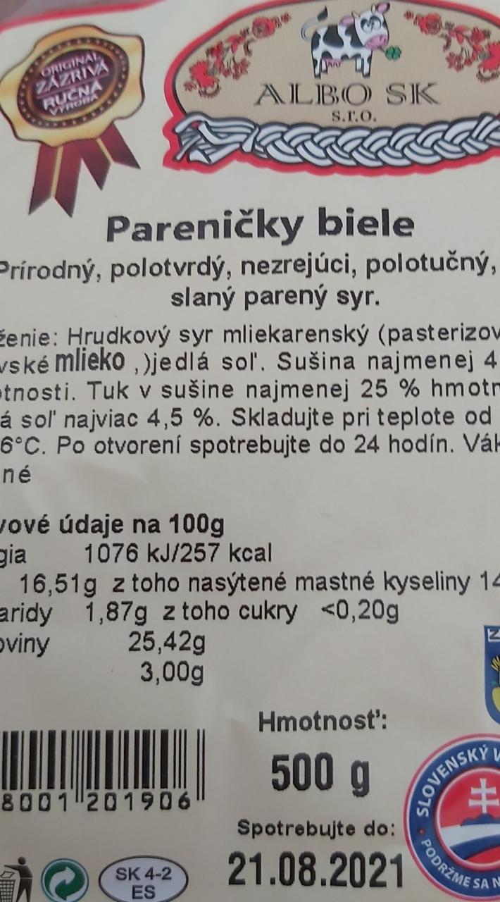 Fotografie - Pareničky biele Albo SK