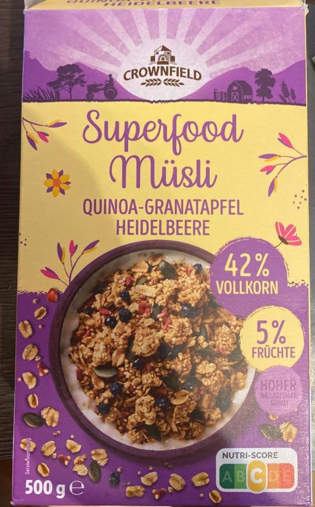 Fotografie - Superfood müsli Quinoa-Granatapfel Heidelbeere Crownfield