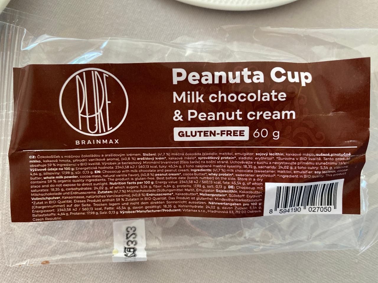Fotografie - Peanuta Cup Milk chocolate & Peanut cream BrainMax Pure