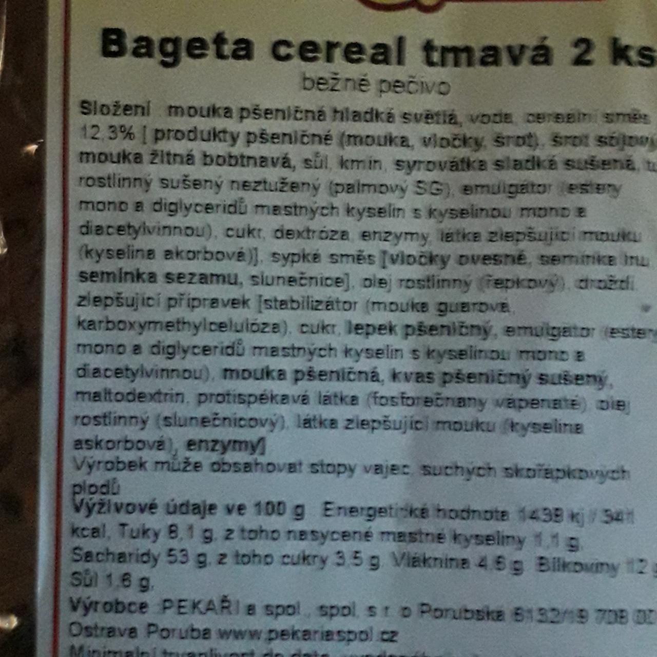 Fotografie - Bageta Cereal tmavá Pekaři a spol.