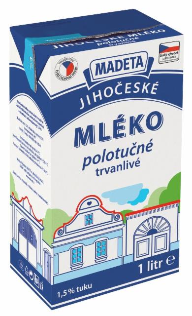 Fotografie - Jihočeské mlieko trvanlivé polotučné 1,5% Madeta