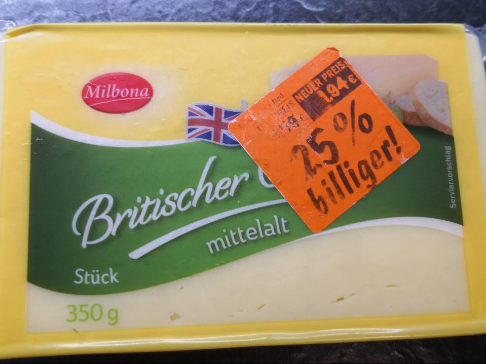 Fotografie - Britischer Cheddar mittelalt Milbona