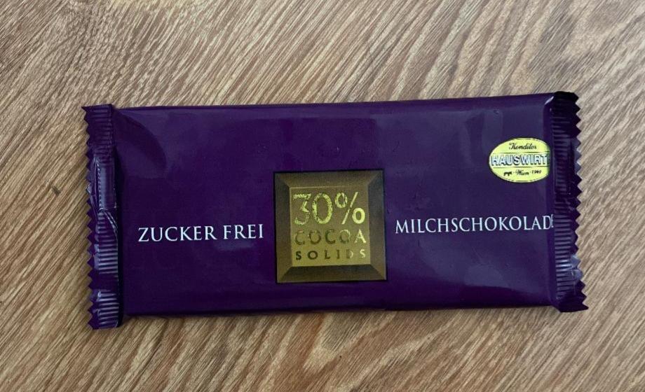 Fotografie - Zucker Frei Milchschokolade 30% coca Hauswirth