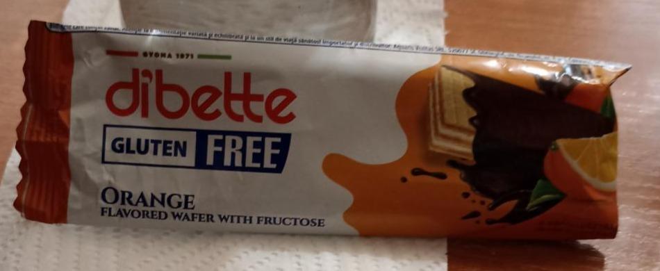Fotografie - Gluten Free Orange flavored wafer with fructose Dibette