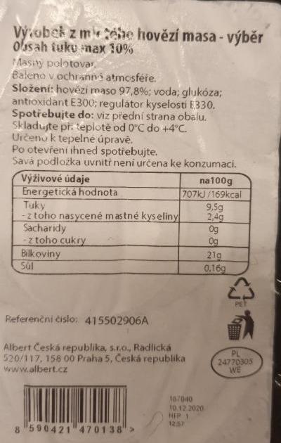 Fotografie - Výrobek z mletého hovězího masa výběr 10% Albert