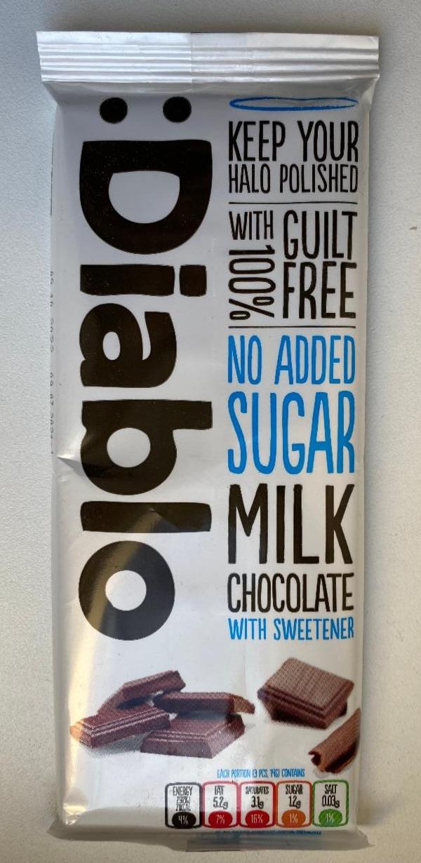Fotografie - Diablo no added sugar milk chocolate with sweetiner