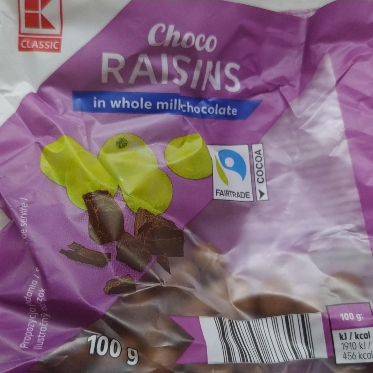 Fotografie - Choco Raisins in whole milkchocolate K-Classic