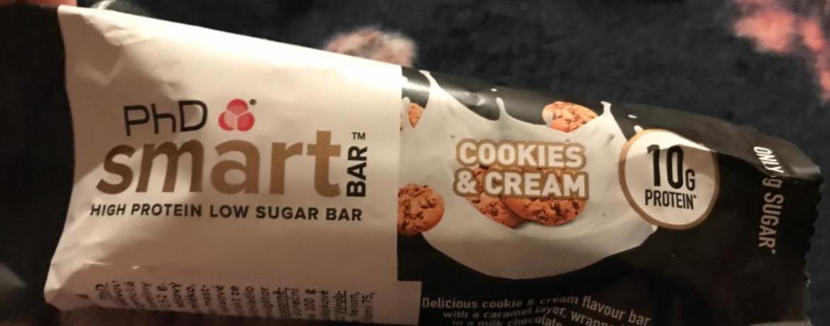 Fotografie - High Protein Low sugar Bar Cookies & Cream PhD Smart