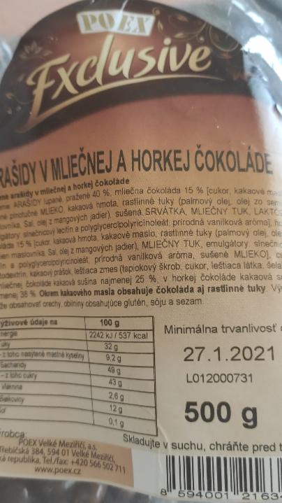 Fotografie - Poex exclusive arašidy v mliečnej a horkej čokoláde 