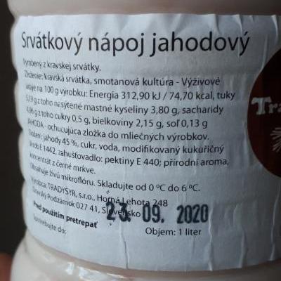 Fotografie - Srvátkový nápoj jahodový Tradysyr