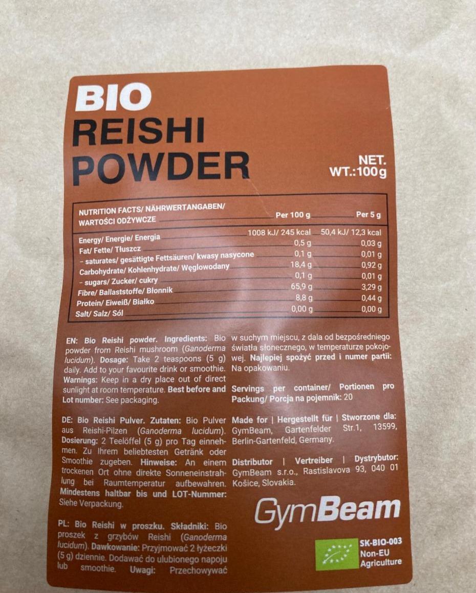 Fotografie - Bio Reishi powder GymBeam