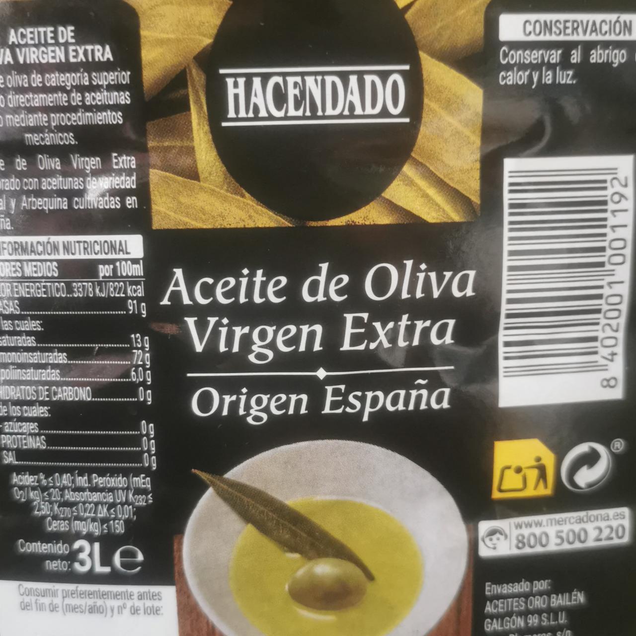 Fotografie - Aceite de Oliva Virgen Extra Hacendado