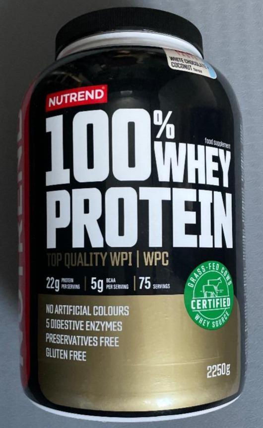 Fotografie - 100% whey protein white chocolate + coconut (bílá čokoláda + kokos) Nutrend