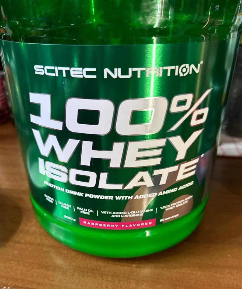 Fotografie - 100% Whey Isolate Raspberry Flavored Scitec Nutrition