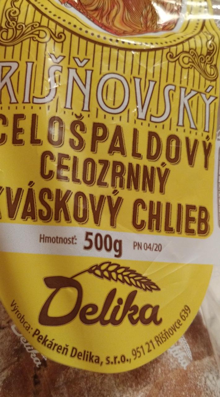 Fotografie - Rišňovský Celošpaldový celozrnný kváskový chlieb Delika