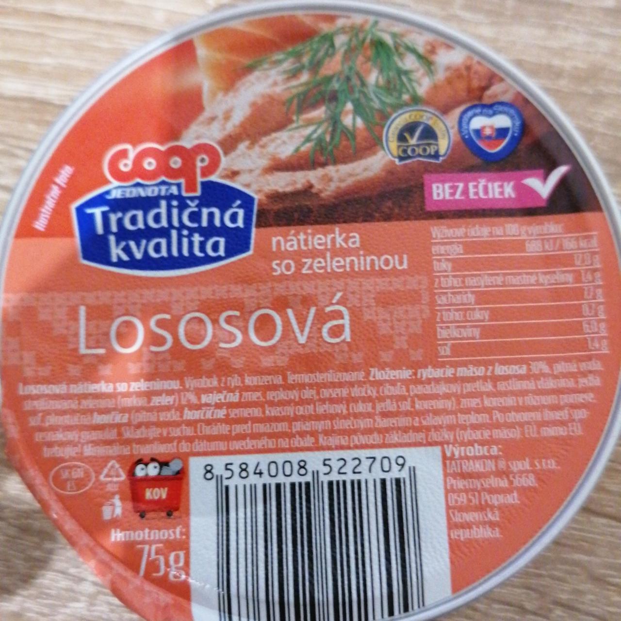 Fotografie - Lososova nátierka so zeleninou Coop Tradičná kvalita