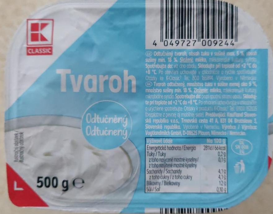 Fotografie - nízkotučný tvaroh K-Classic Kaufland