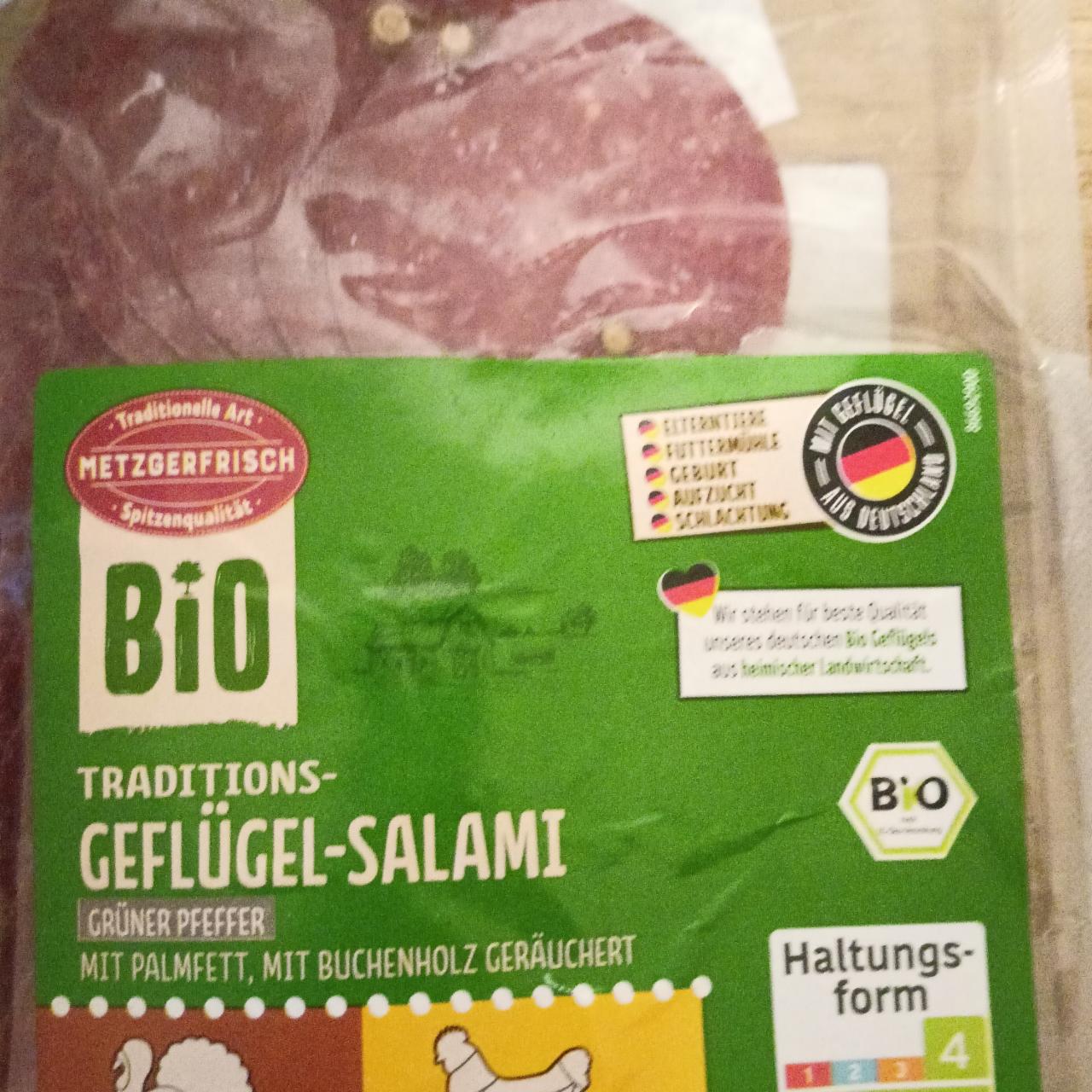 Fotografie - geflügel-salami bio Gruner pfeffer Metzgerfrisch