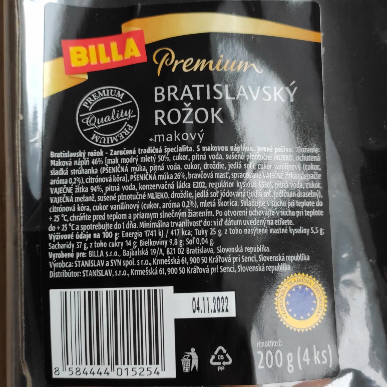 Fotografie - Bratislavský rožok makový Billa Premium