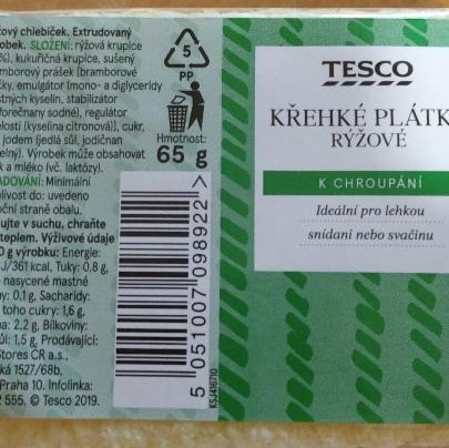 Fotografie - křehké plátky rýžové Tesco