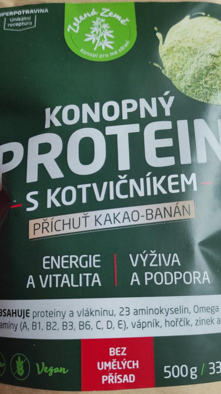 Fotografie - Konopný protein s kotvičníkem kakao-banán Zelená Země