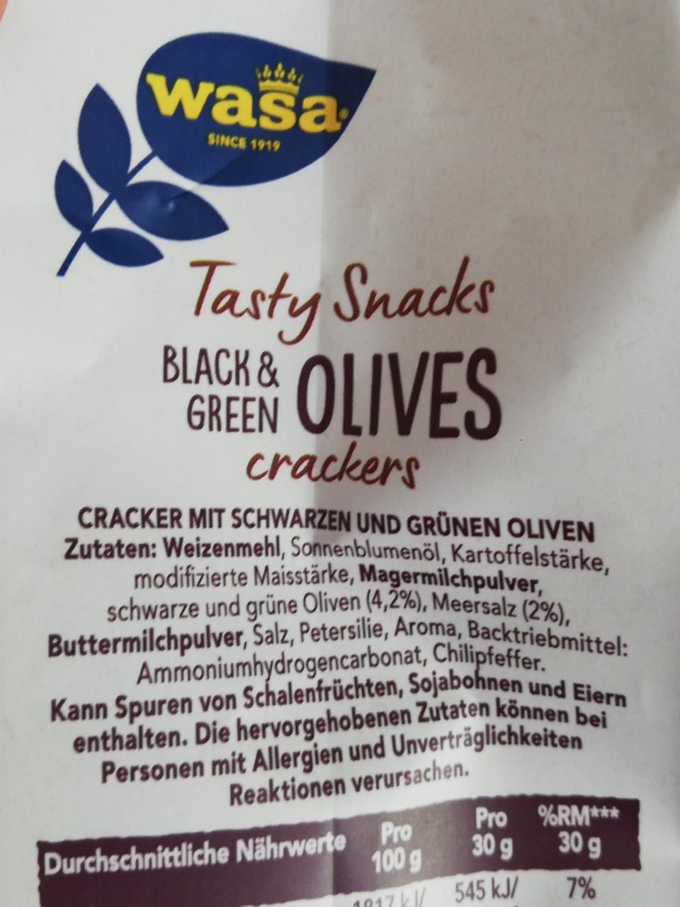 Fotografie - Tasty Snacks Bkack&Green Olives Wasa