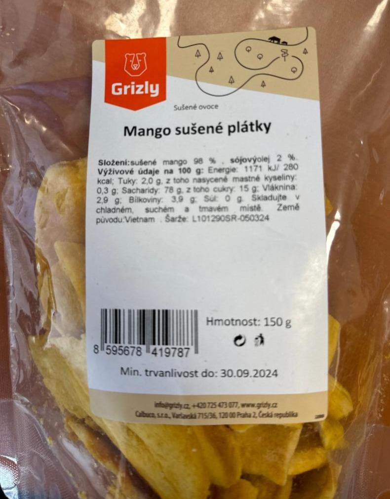 Fotografie - Mango sušené plátky Grizly