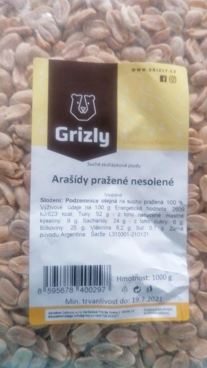 Fotografie - Arašídy pražené nesolené Grizly