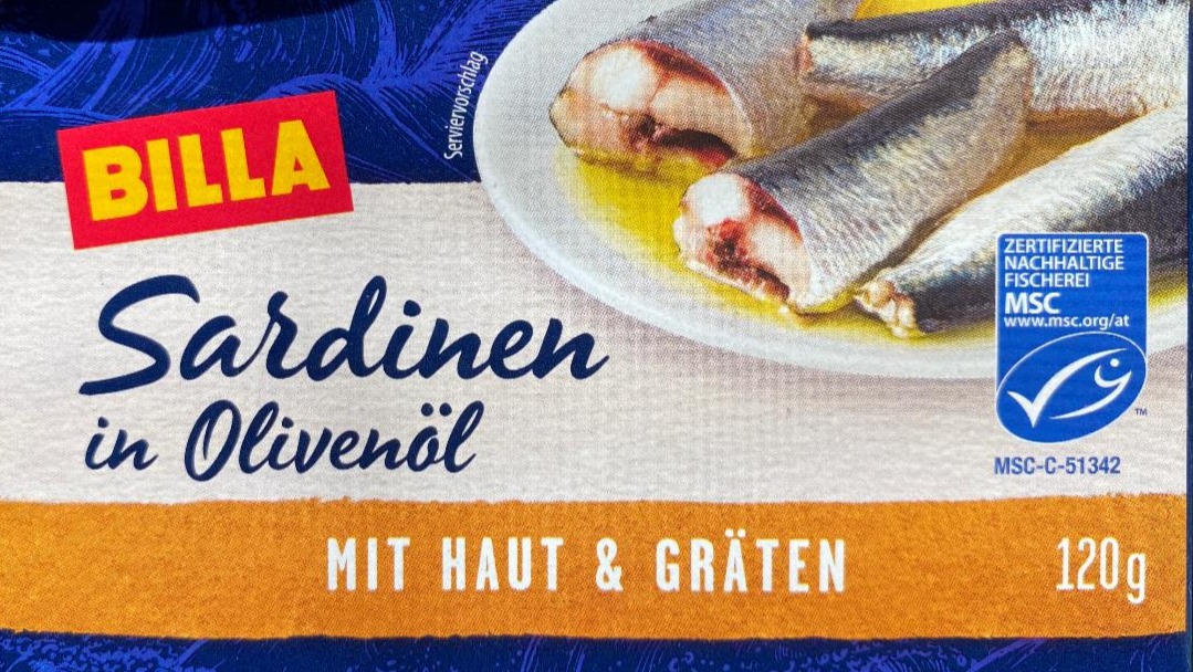 Fotografie - Sardinen in Olivenöl mit Haut & Gräten Billa