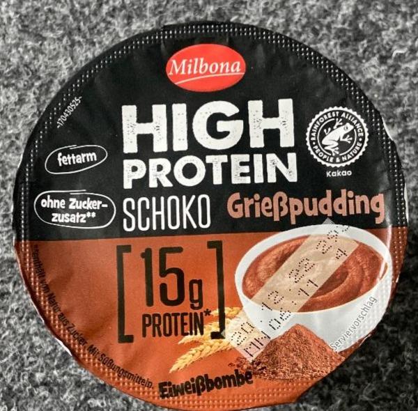 Fotografie - High Protein Schoko Grießpudding Milbona