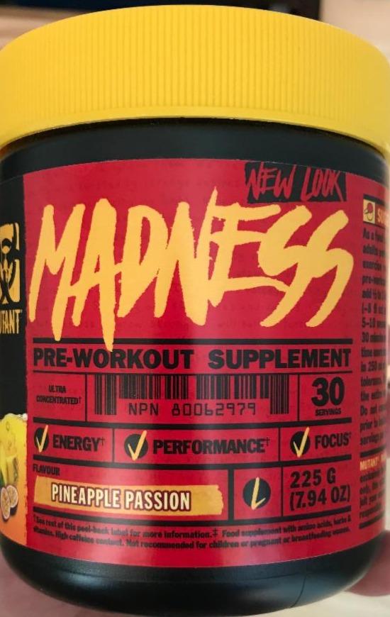 Fotografie - Madness pre-workout supplement pineapple passion