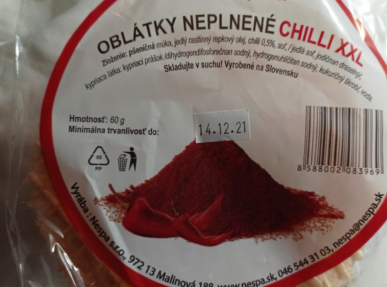 Fotografie - oblátky neplnenie chilli XXL