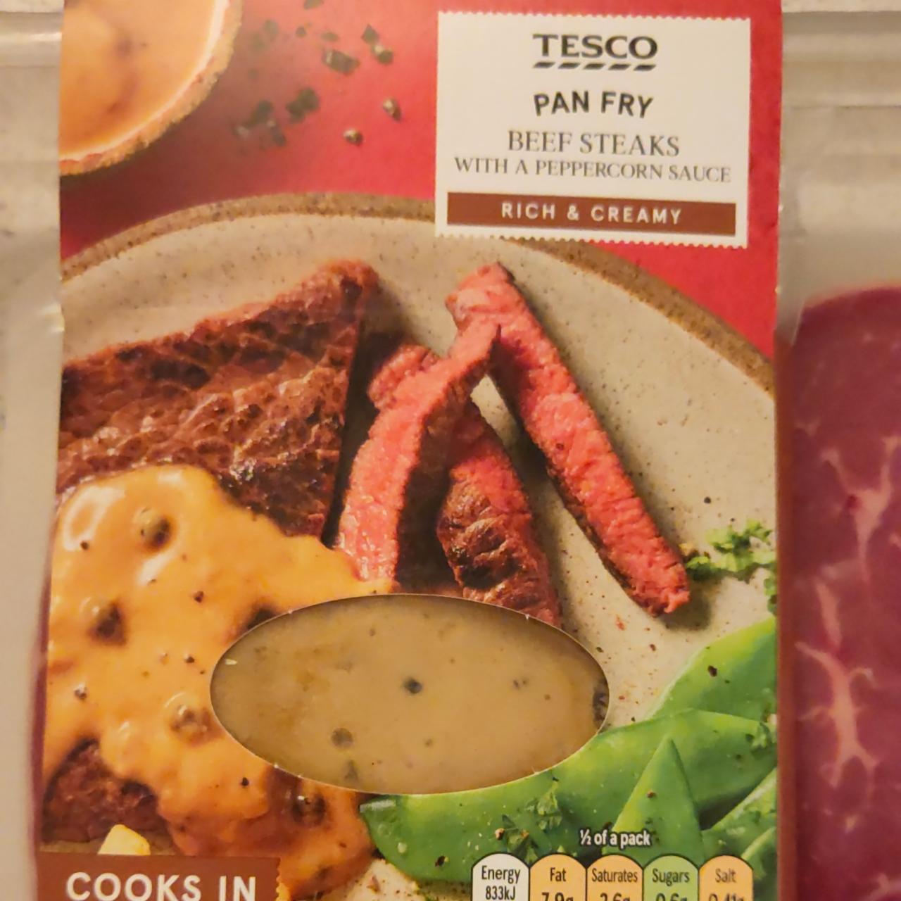 Fotografie - Beef Steaks with a peppercorn sauce Tesco