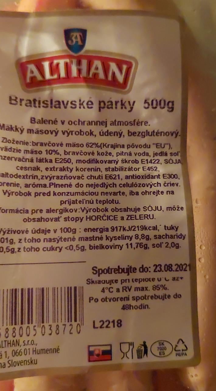 Fotografie - Bratislavské párky Althan