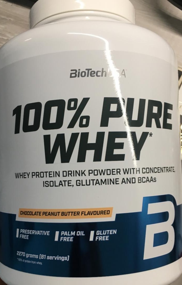 Fotografie - 100% whey protein Chocolate peanut butter flavoured BioTechUSA