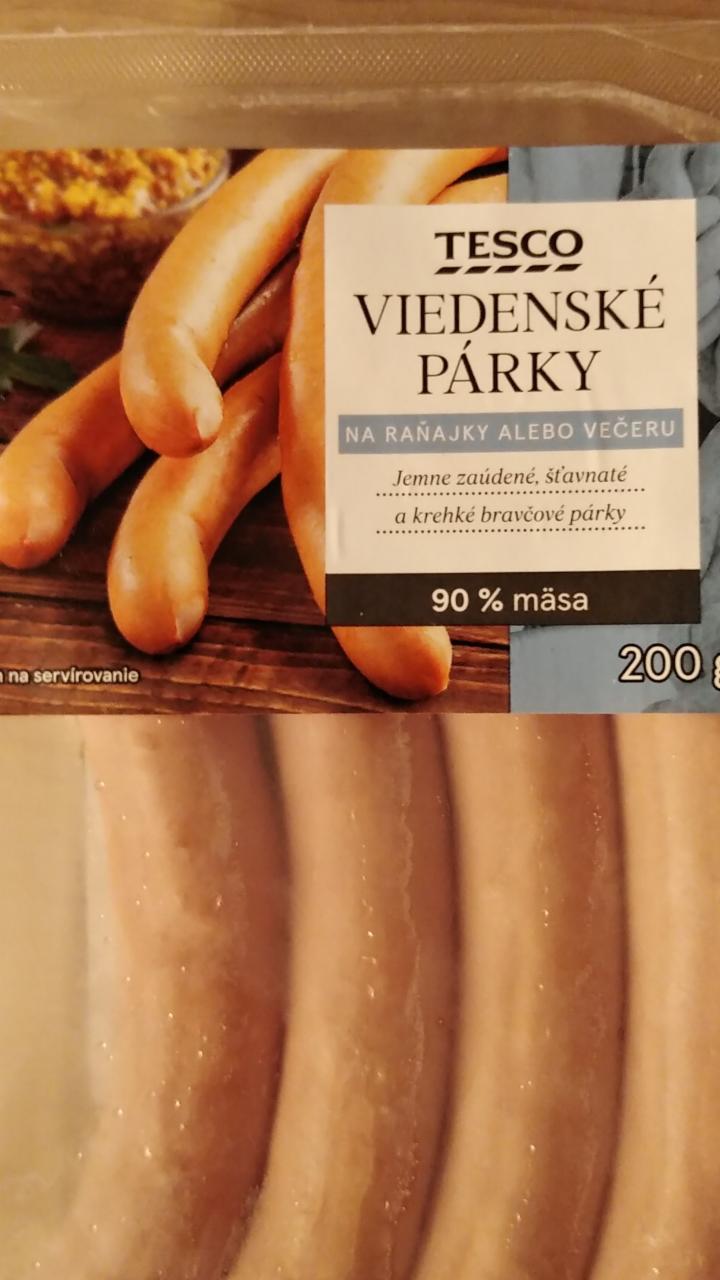 Fotografie - Viedenské párky 90% mäsa Tesco (88% bravčové, 2% hovädzie mäso)