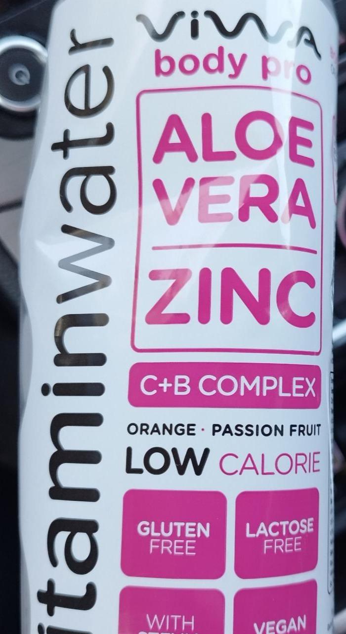 Fotografie - Body Pro Vitaminwater Aloe vera Zinc Orange Passion fruit Viwa